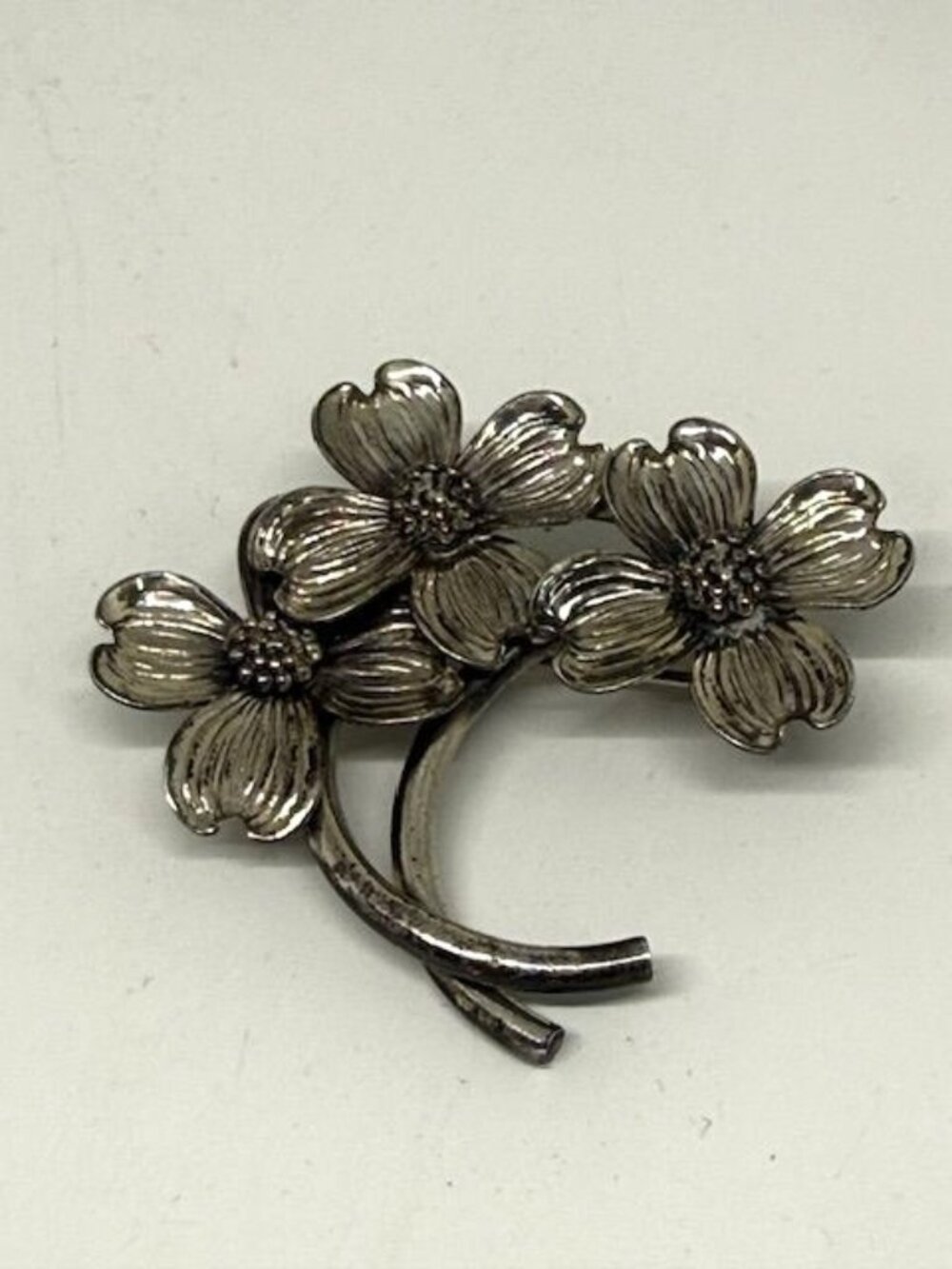 Vintage Beau Sterling Silver Dogwood Flower Brooch